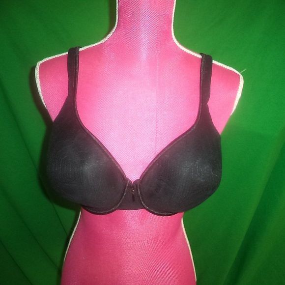 VANITY FAIR~FULL COVERAGE BRA BLACK LACE PADDED UNDERWIRE-WOMENS SIZE 36DD - Picture 2 of 5